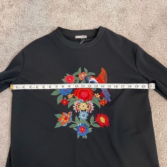 NWT! ZARA Floral Embroidered Hummingbird Ruffle Hem Long Sleeve Dress. Size S - Picture 8 of 12